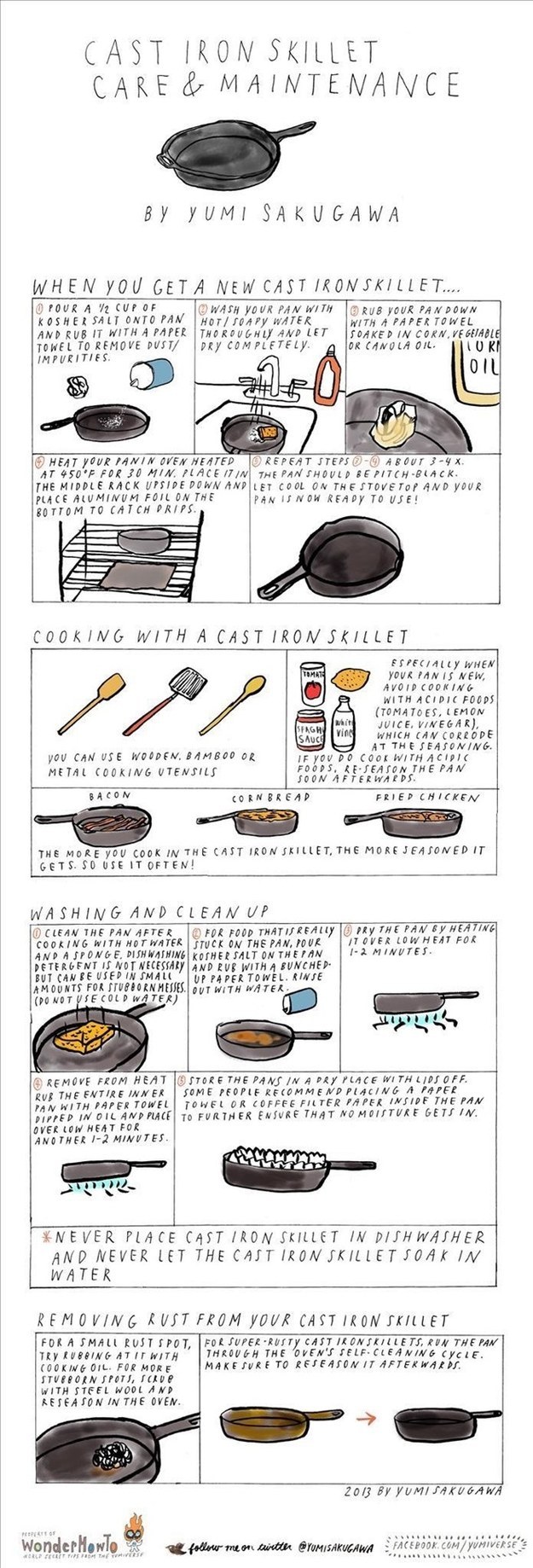9. For cooking with and maintaining a cast iron skillet.